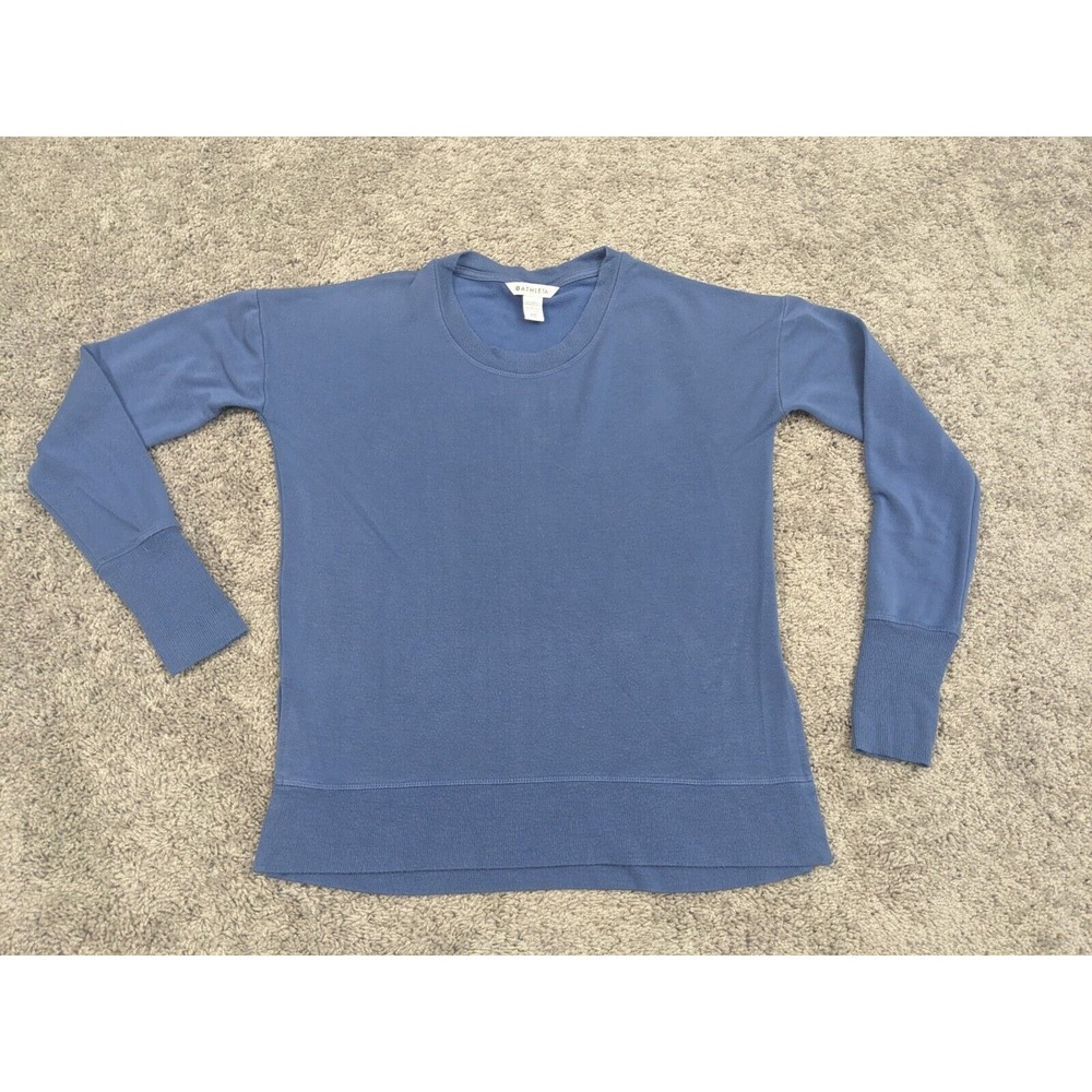Athleta Womens Sweater XXS 2XS Pullover Crew‎ Neck Blue Long Sleeve Thumbslot